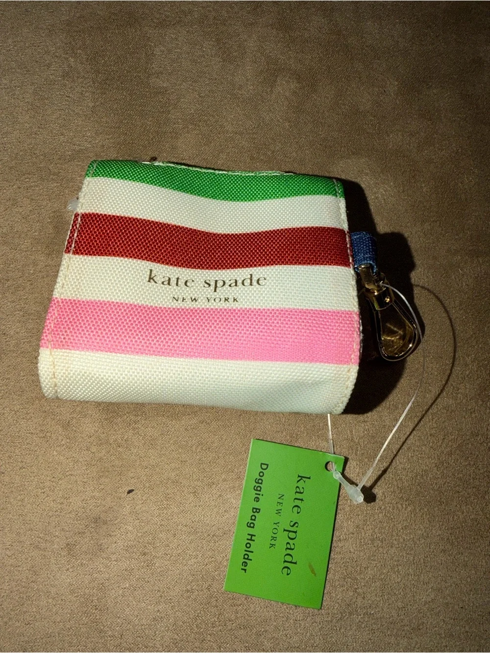 kate spade Striped Canvas Doggie Bag Holder in Red, White, Navy & Green
